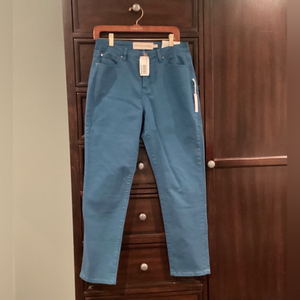 Soft Surroundings teal 5 pocket girlfriend straight leg jeans NWTS